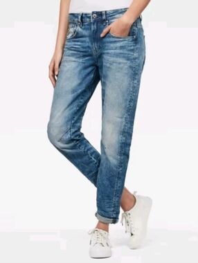 G-Star Raw Arc 3D Low Boyfriend WMN Tapeted Leg Blue Washed Jeans Size W33-L32